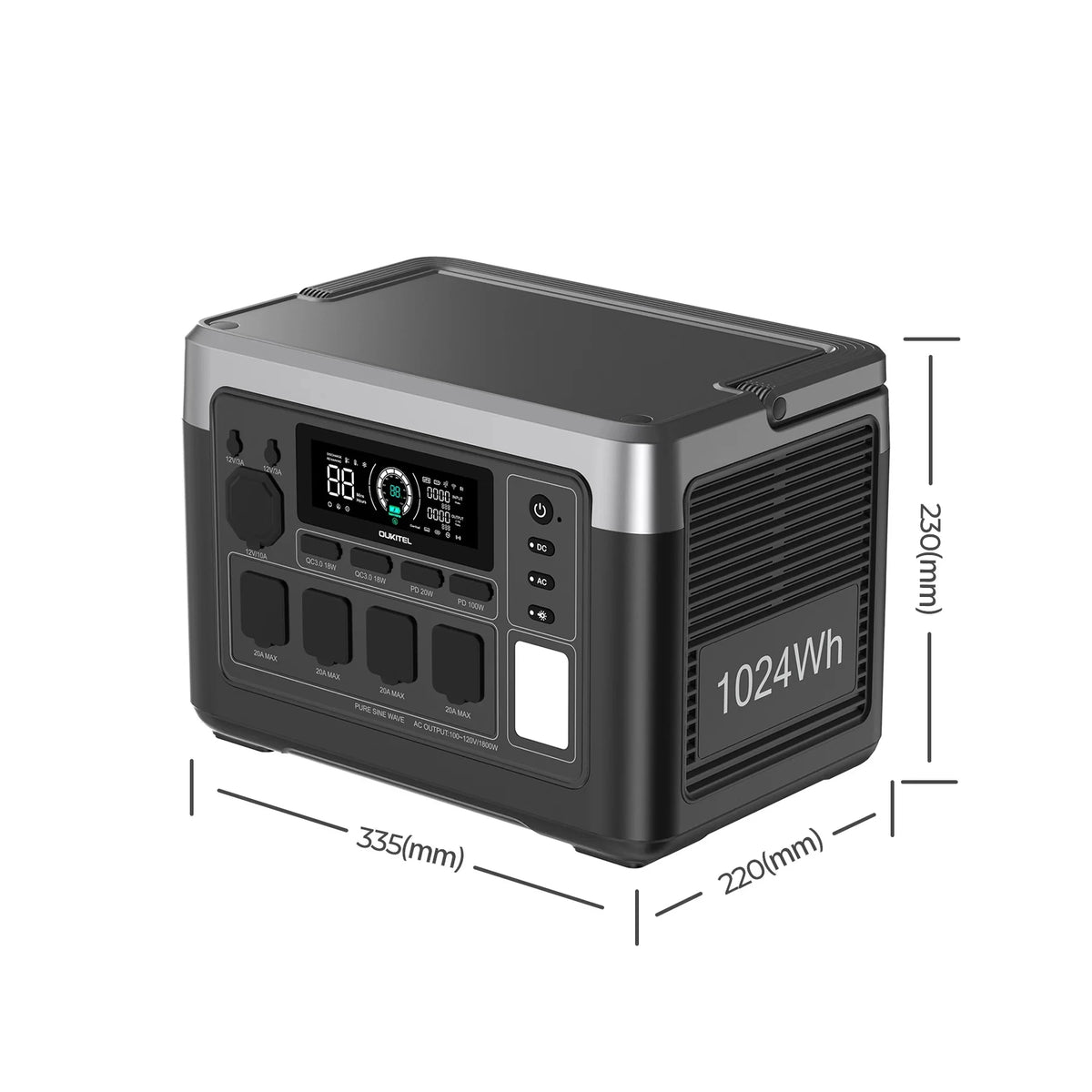 Estación de energía OUKITEL P1000 PLUS – 1800W, 1024Wh, LiFePO4