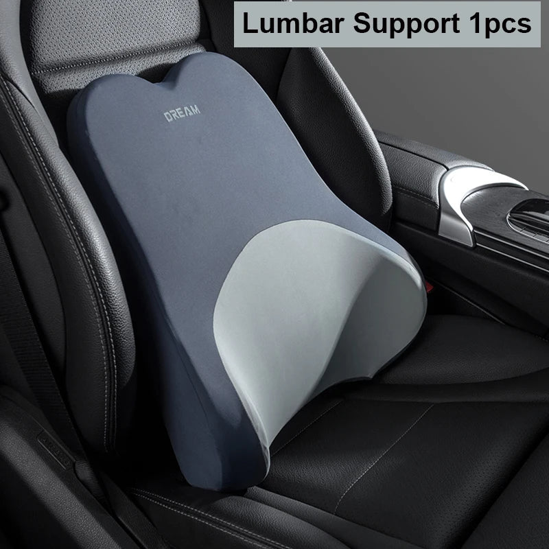Appui-tête de voiture lombaire, coussin de soutien pour le cou, oreillers de cou universels doux, coussin lombaire en mousse à mémoire de forme pour voiture, soutien du dos