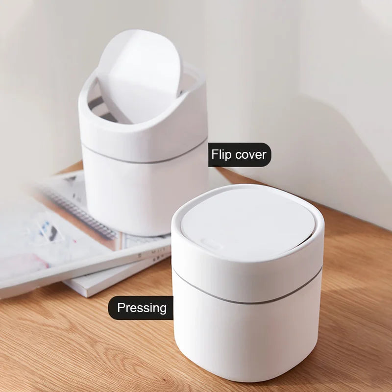 Cute Desktop Waste Bin Household Table  Sundries Plastic Office Supplies Trash Can Mini Sitting Room Toilet Dustbin Barrel Box