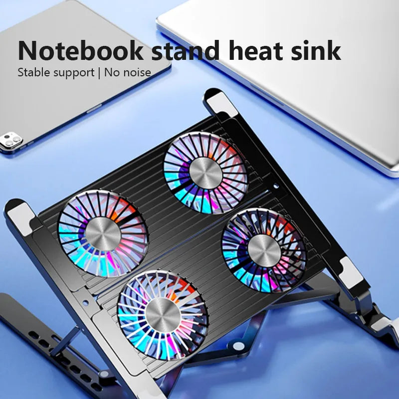 Base de refrigeración plegable para portátil con 4 ventiladores — Soporte portátil para portátiles de 13 a 17,3 pulgadas
