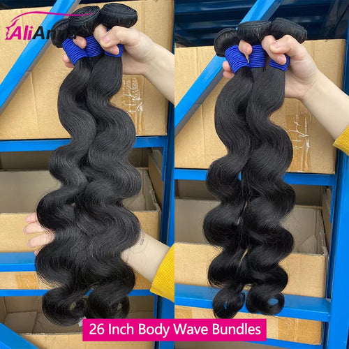 24–26 Inch Body Wave Human Hair Bundles with 4x4 Lace Closure, Brazilian Remy Hair, 3 Bundles + Closure