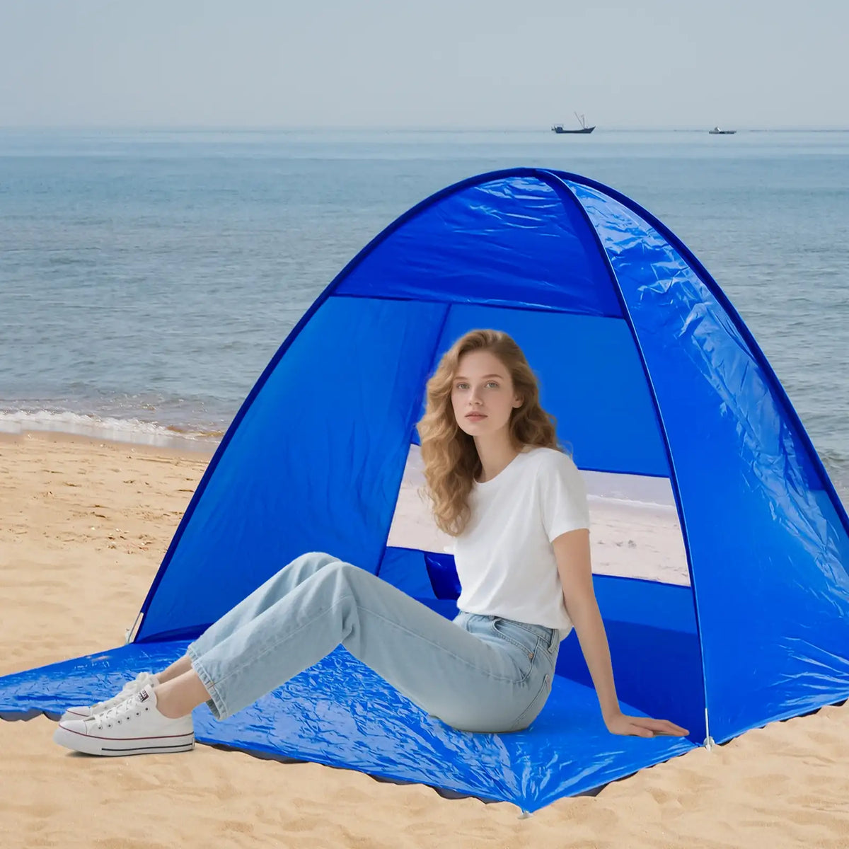PAKICETUS Leichtes Pop-up-Strandzelt mit Tragetasche, schnell aufzubauender Sonnenschutz, tragbares Outdoor-Cabana-Zelt für Strandurlaub und Outdoor-Reisen