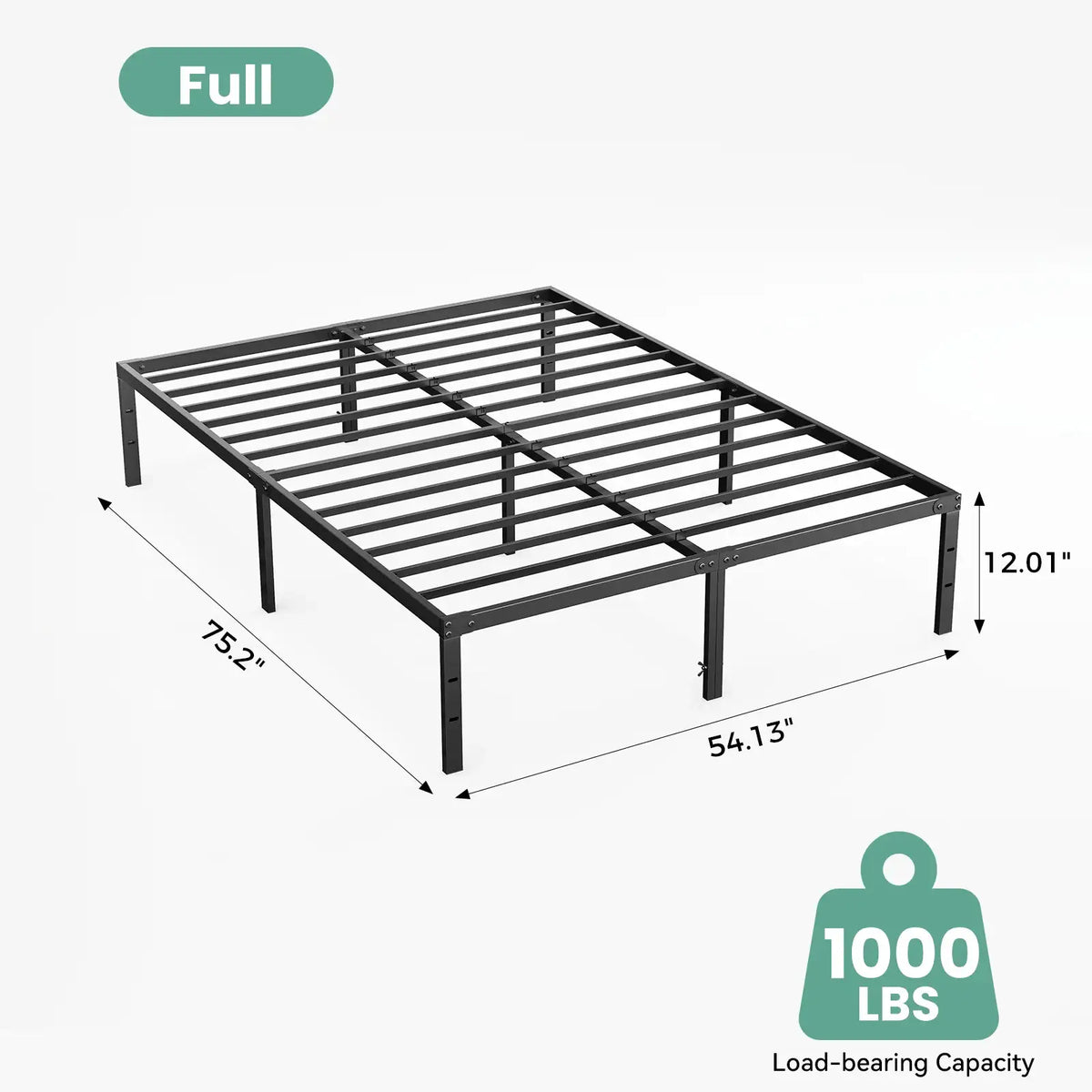 JHK Basic 12IN Twin Full Queen King Size Bed Frame Metal Platform Bedroom Frames with Storage Space Sturdy Steel Slat Support