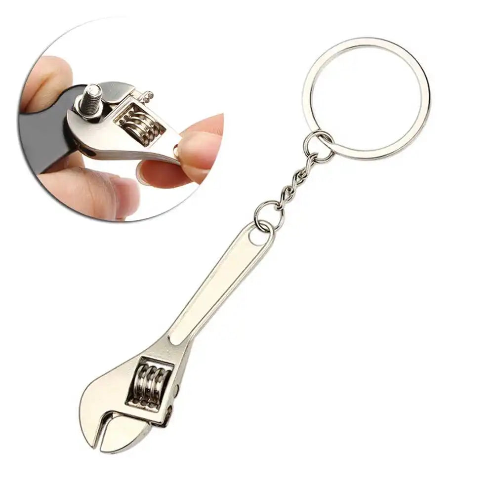 Mini Adjustable Wrench Shaped Metal Keychain Universal Portable Car Hanging Pendant Vehicle Key Ring Accessory