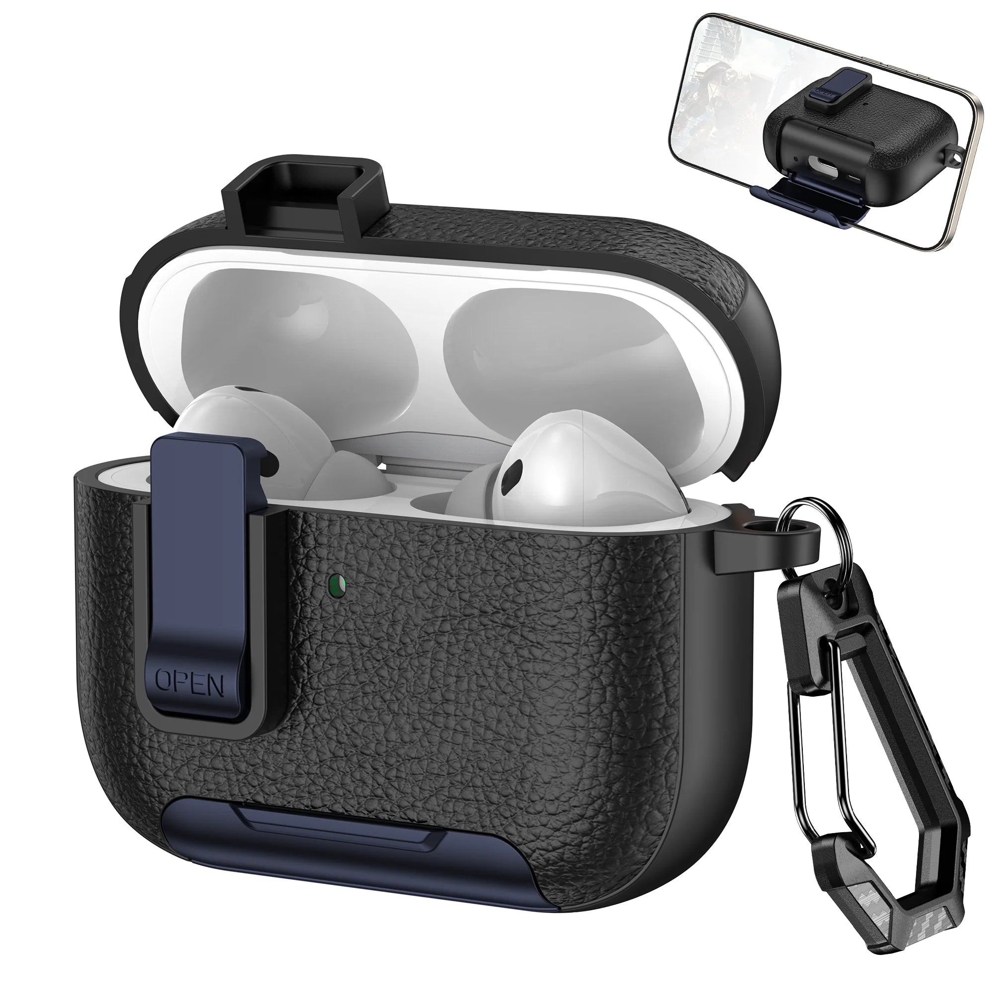 Nouvelle housse pour écouteurs AirPods Pro 3 3ème génération, étui de protection avec verrouillage sécurisé, support de téléphone invisible, coque en texture cuir
