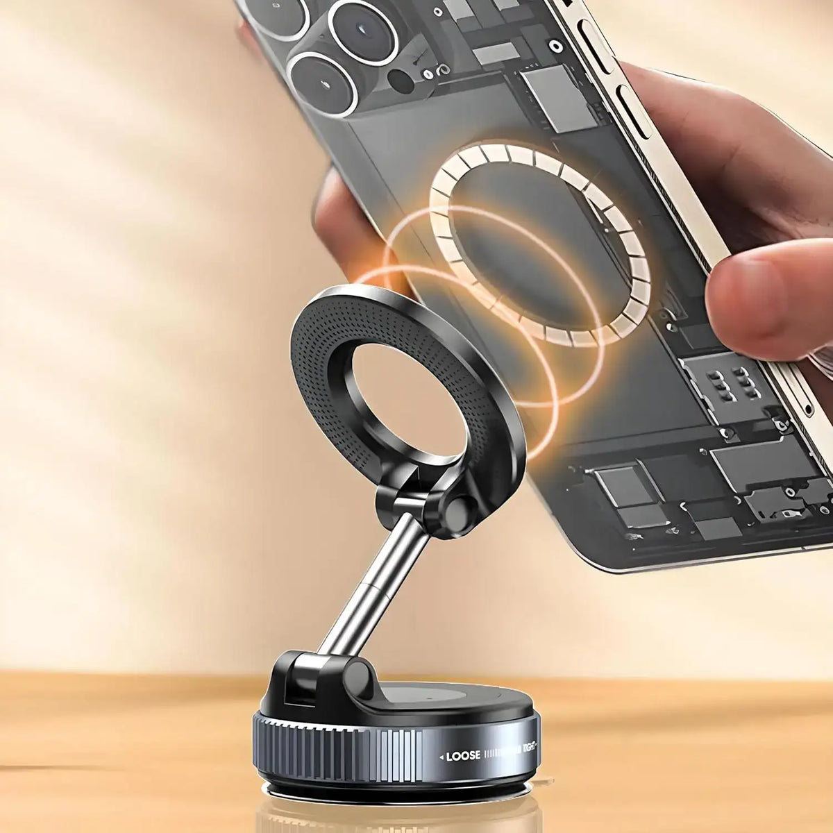 Magnetic Phone Holder for Car – Vacuum Suction Mount, 360° Rotating Car Phone Mount for All Smartphones