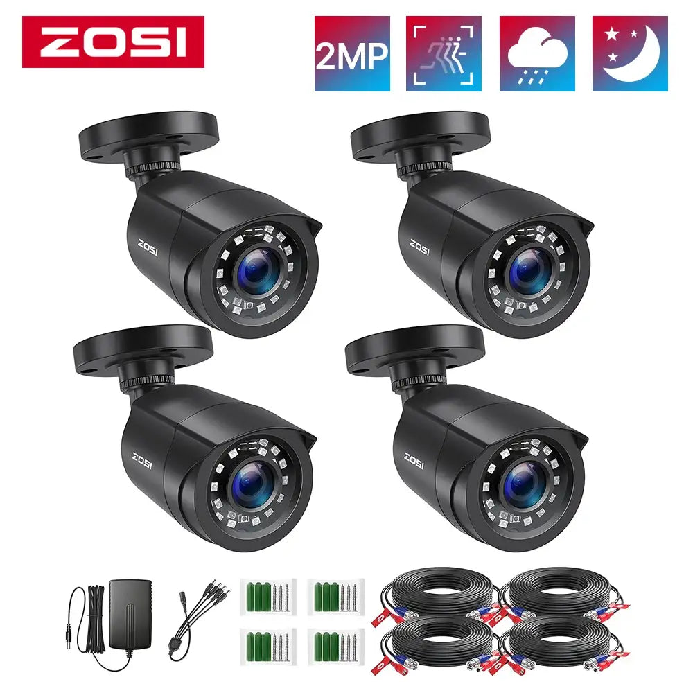 ZOSI 1080P HD TVI Security Cameras – 4-Pack Outdoor Bullet
