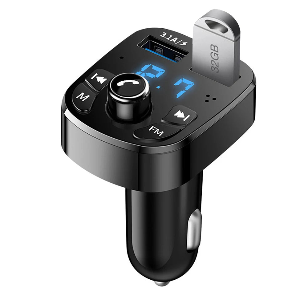 Lecteur MP3 de voiture, chargeur rapide double USB, transmetteur FM, kit de voiture mains libres compatible Bluetooth 5.0, kit de voiture avec clé USB à brancher