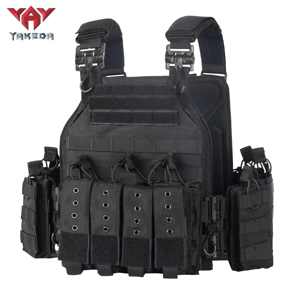 YAKEDA Gilet tactique extérieur en nylon 1000D à dégagement rapide avec système réglable et Molle pour la chasse et l'airsoft