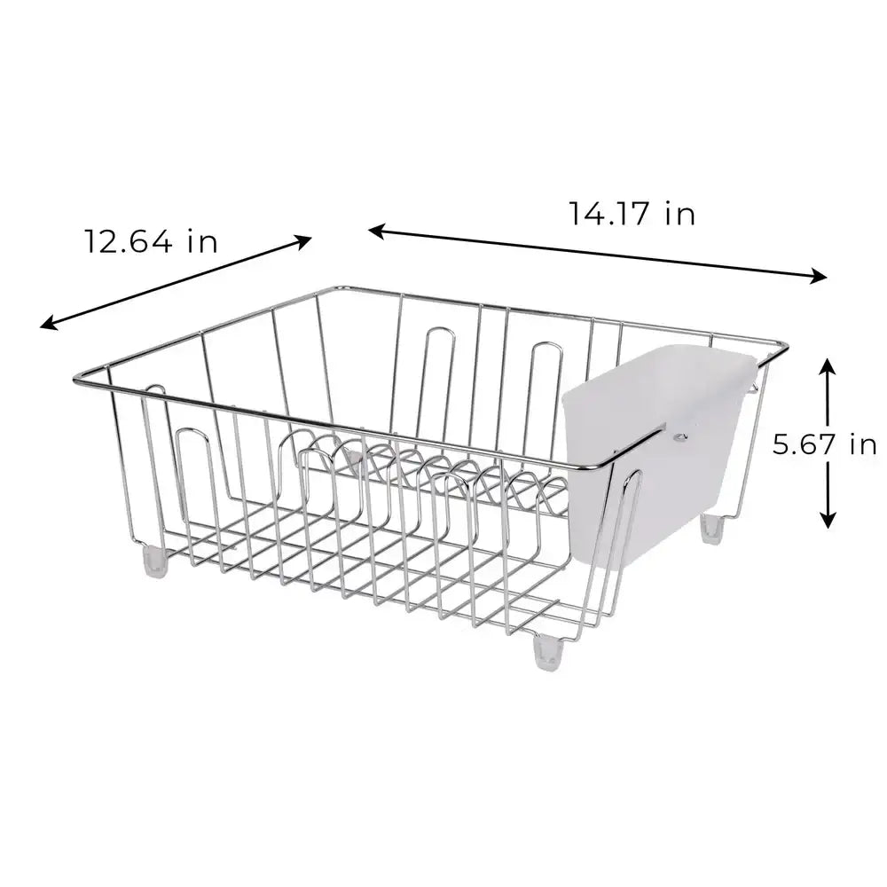 Petit égouttoir à vaisselle en fil métallique avec égouttoir à couverts, égouttoir à vaisselle compact en acier inoxydable pour égouttage et rangement sur le comptoir.