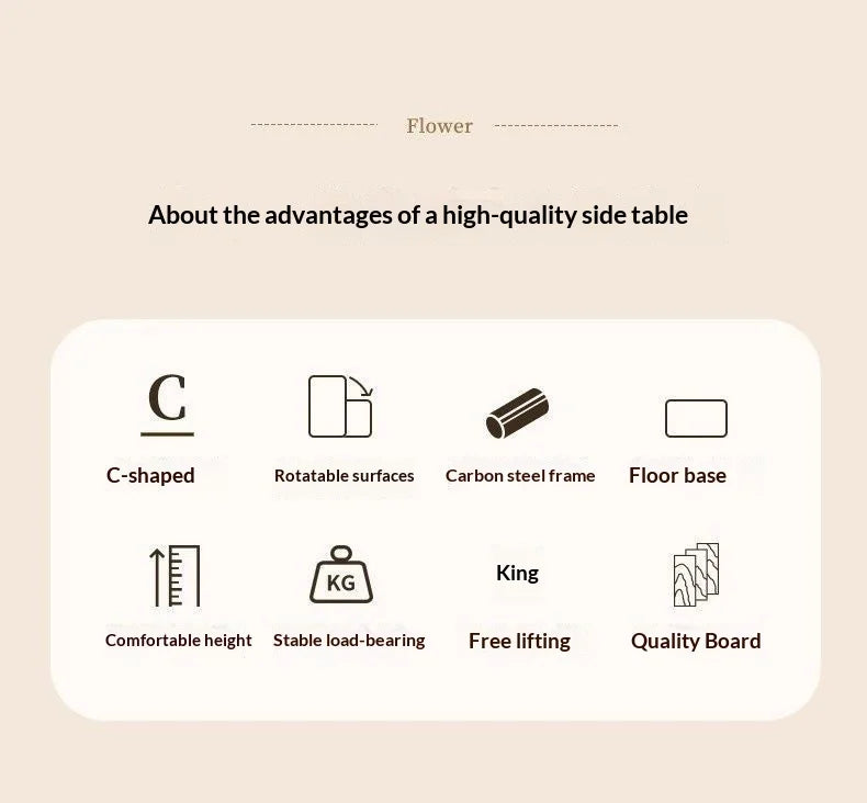 Adjustable Sofa Side Table Living Room Household Tea Table Small Coffee Table Bedroom Bedside Table Headboard Storage Rack