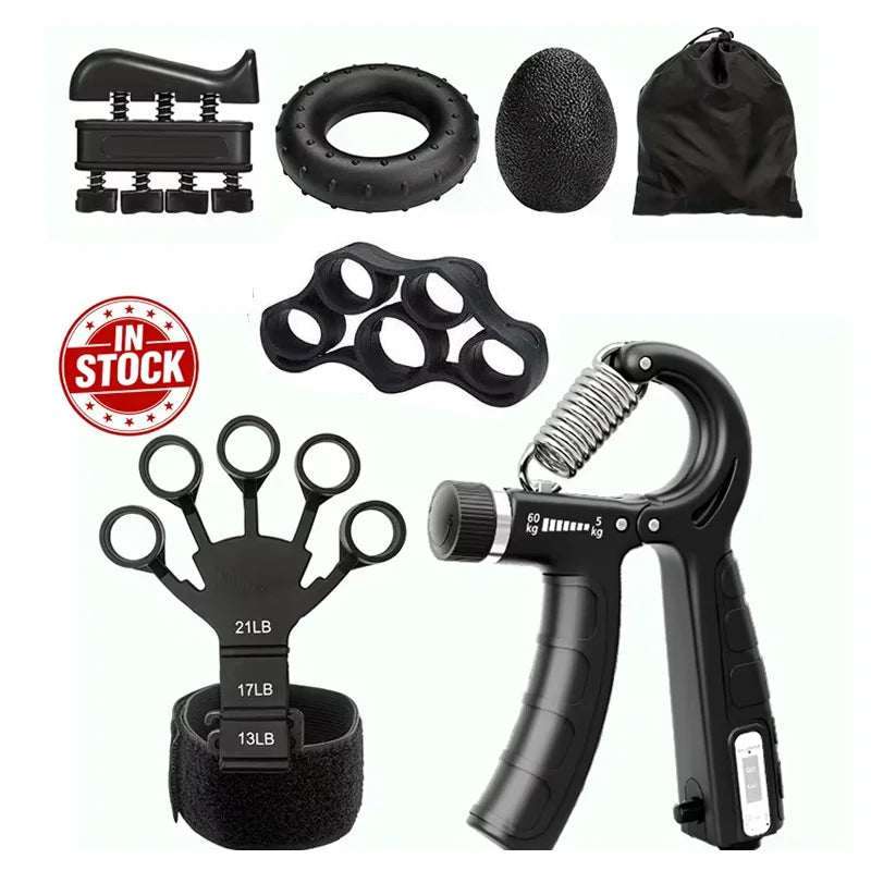 Set de entrenamiento de fuerza de agarre con ejercitador de dedos, potenciador de agarre manual, estirador de dedos, anillo de agarre y bola de descompresión muscular