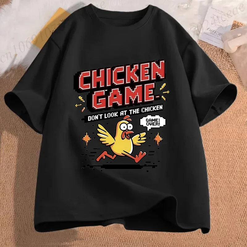 T-shirt homme amusant « Chicken Game Don't Look At The Chicken » – T-shirt imprimé – Hauts de mode pour hommes et femmes – Ropa Hombre