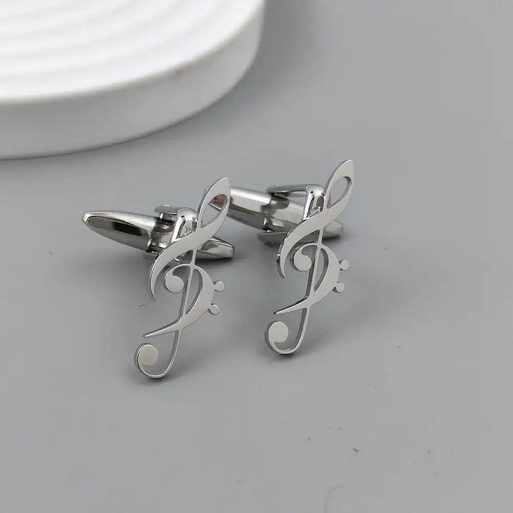 Einzigartige vergoldete Manschettenknöpfe aus 18K-Edelstahl: Design mit Violinschlüssel, modische Reversnadel, Geschenk für Freunde