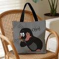 1 Pcs Cute Mole Cartoon Tote Bag - Reusable Large Capacity Shopping Bag for Daily Use, Grocery, Travel & Work (Gray)