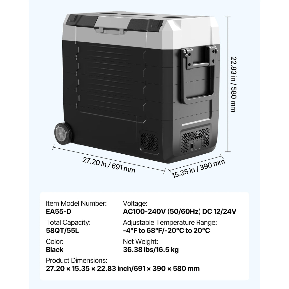 SucceBuy-Autokühlbox – 35L bis 55L, faltbar, mit Rädern, App-Steuerung