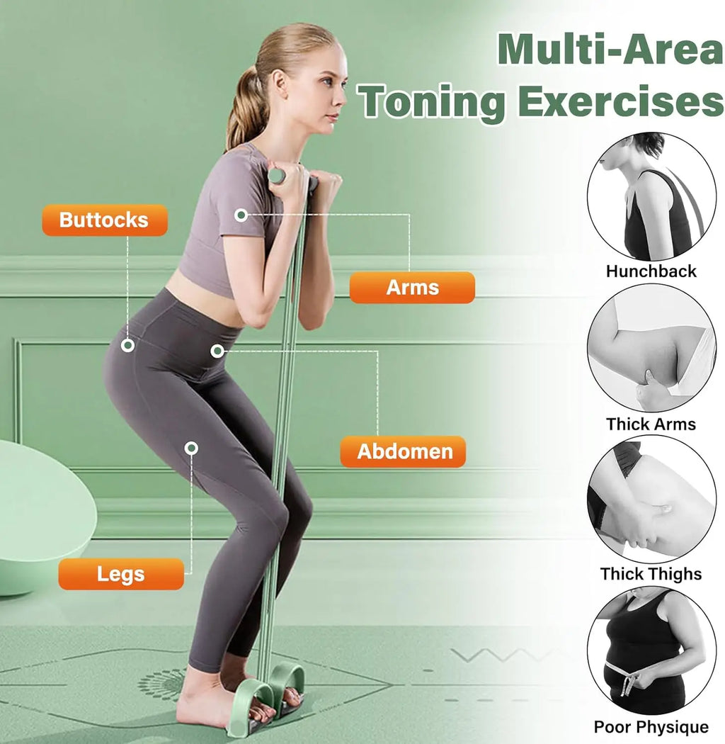 Natural Rubber Pedal Resistance Bands, 6 Tubes with Handles, Yoga Pedal Puller for Full-Body Home Workouts