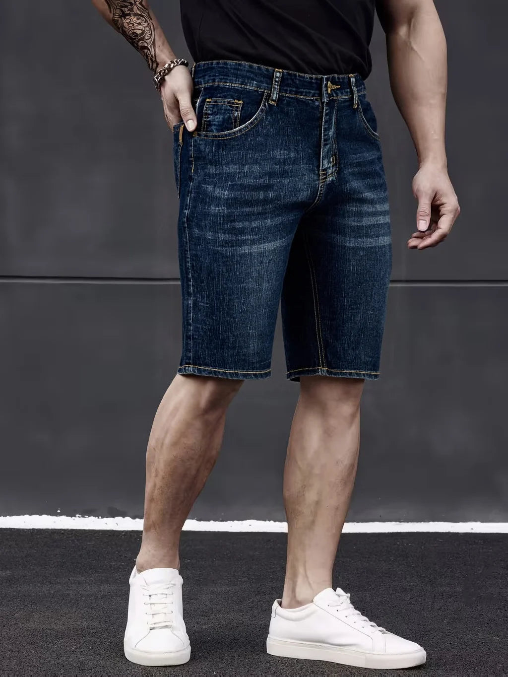 Shorts en jean moulants pour hommes, style classique 2026, nouvelle mode décontractée d'été, pantalon court fin et extensible, taille 40