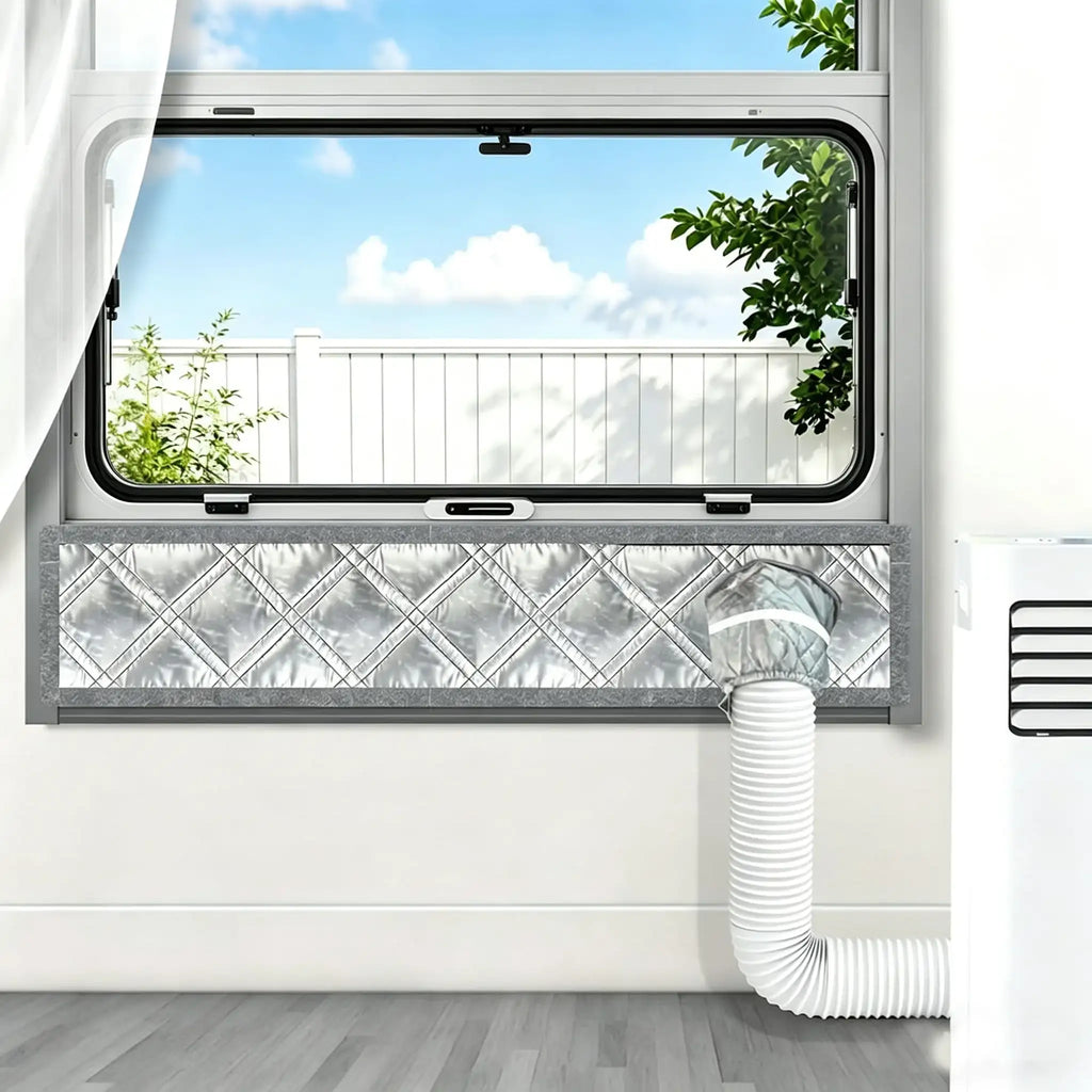 ポータブルエアコン用窓枠パネル シルバーコーティング断熱ウィンドウシールキット スライド窓用排気ホース断熱布