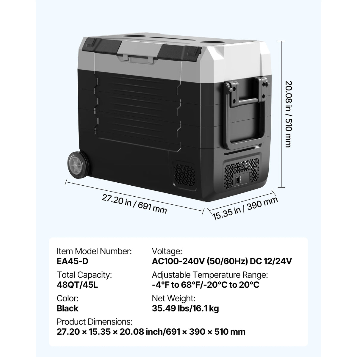 SucceBuy-Autokühlbox – 35L bis 55L, faltbar, mit Rädern, App-Steuerung