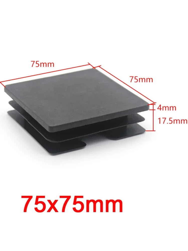 Bouchons d'extrémité noirs carrés en plastique 13x13mm-120x120mm pour pieds de meubles, inserts de tubes, bouchons décoratifs anti-poussière