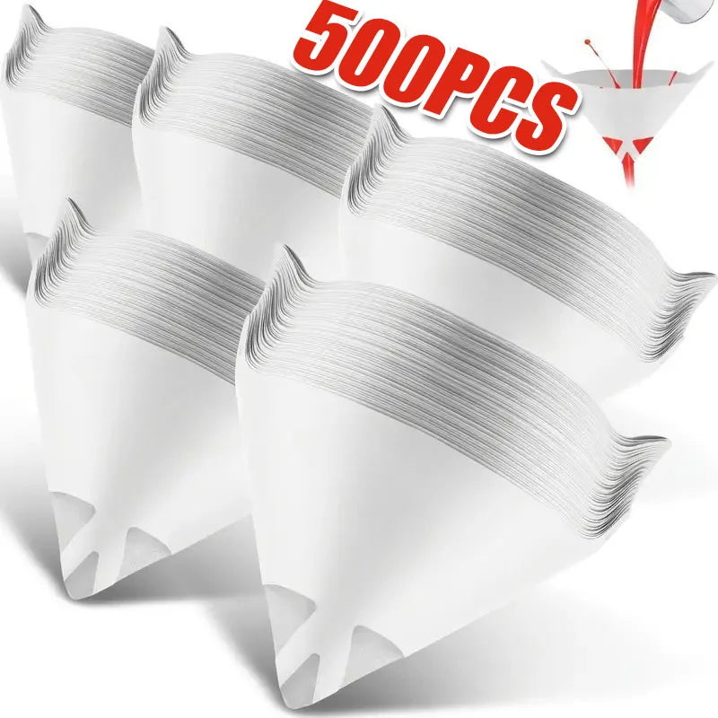 10-500PCS Car Disposable Paper Filter 190 Mesh Purifying Straining Cup Paint Spray Mesh Conical Nylon Micron Paper Funnel Tools