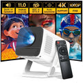 Smart Mini Projecteur 1080P Support 4K avec WiFi 6 et BT 5.4 Applications intégrées Android TV Correction Trapézoïdale Automatique Rotation à 180° Vidéoprojecteur Extérieur