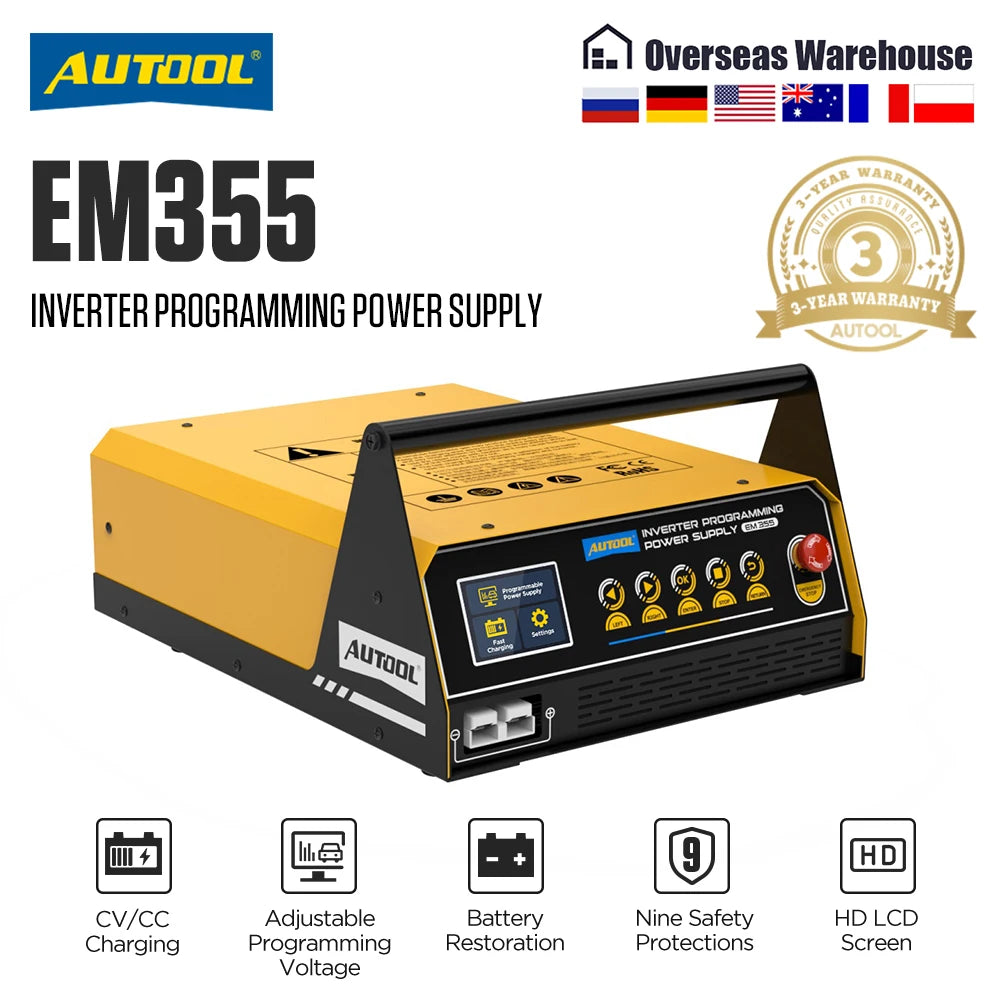 AUTOOL EM355 Car Programming Power Supply & Charger