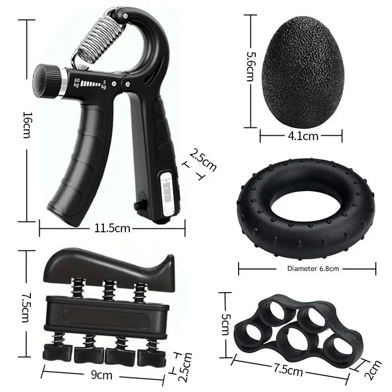Set de entrenamiento de fuerza de agarre con ejercitador de dedos, potenciador de agarre manual, estirador de dedos, anillo de agarre y bola de descompresión muscular