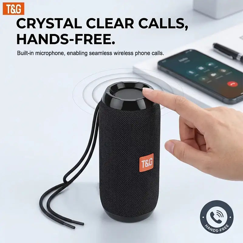 TG117 ポータブルBluetoothスピーカー、IPX4防水、TWSステレオ対応、スマホ・タブレット・TV向けUSB/TFカード再生機能付き