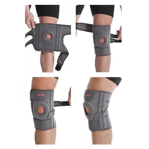 AOLIKES 1PCS Nouvelle Genouillère avec Stabilisateurs Latéraux et Coussinets de Gel pour Rotule, Soutien du Genou pour le Cyclisme, la Course, l'Escalade