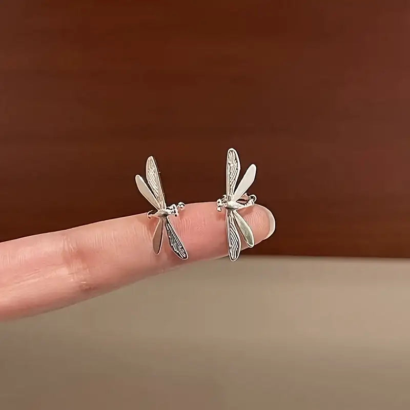 Statement Silver Color Dragonfly Clip Earrings No Piercing Ear Cuff Fairy Insect Ear Wrap Aesthetic Party Festival Accessories for Women