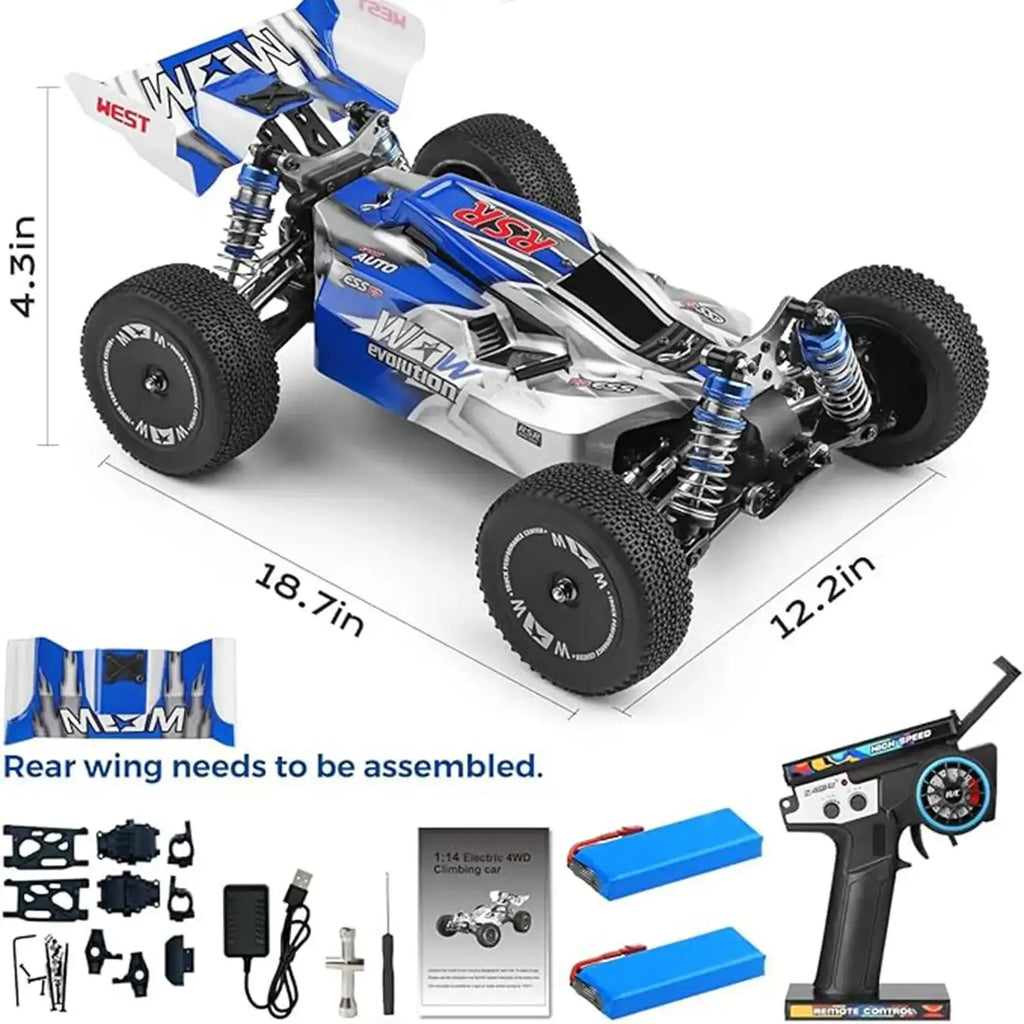 WLtoys 144011 1/14 4WD RCカー 大人向け、最高時速70km/h オフロード高速RCカー、アップグレード版(144001V2)、アウトドアに最適