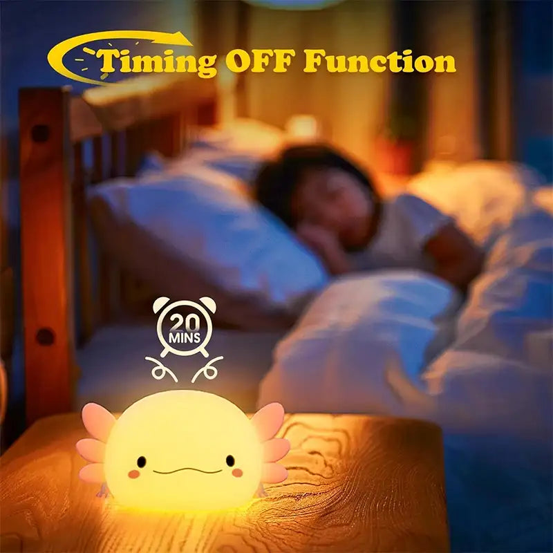 Veilleuse mignonne en silicone Axolotl avec contrôle tactile, rechargeable par USB, lampe de chevet pour bébé et enfants