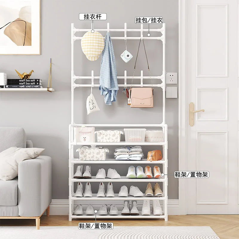 Shoe Rack Simple Door Household Integrated Hanger Multi-layer Storage Shoe Cabinet Floor Rack Shoes