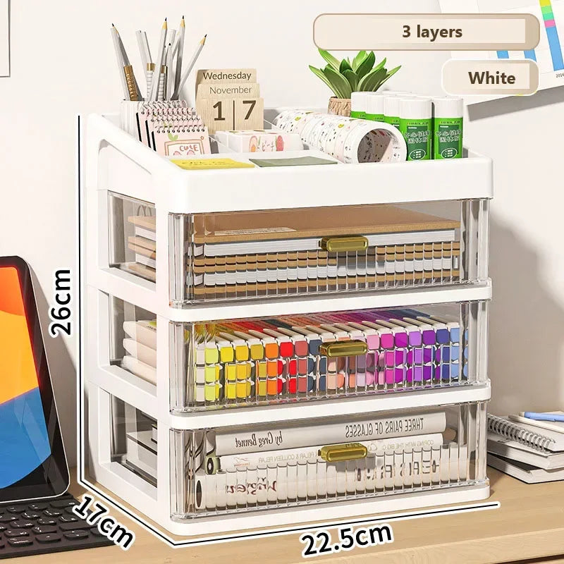 Drawer Storage Desk Organizer Stationery Transparent Office Supplies Organizers Accessories Box Plastic Organizing Boxes School