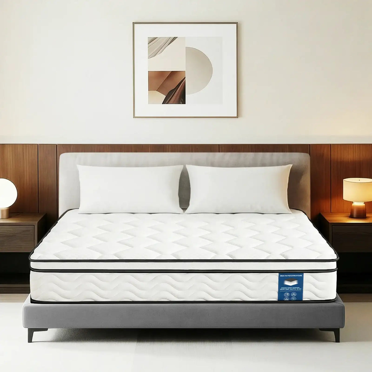 SKSBTF 160x200 Cm Spring Mattress, 7-Zone Cold Foam Height 25 Cm with H3 Hardness, Edge Reinforcement Breathability