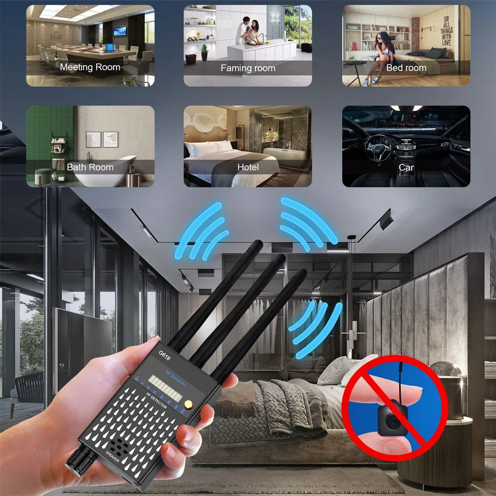 Détecteur de signal sans fil G618 Détecteur de caméra Wi-Fi cachée anti-écoute anti-espionnage GPS pour la sécurité et la protection de la vie privée