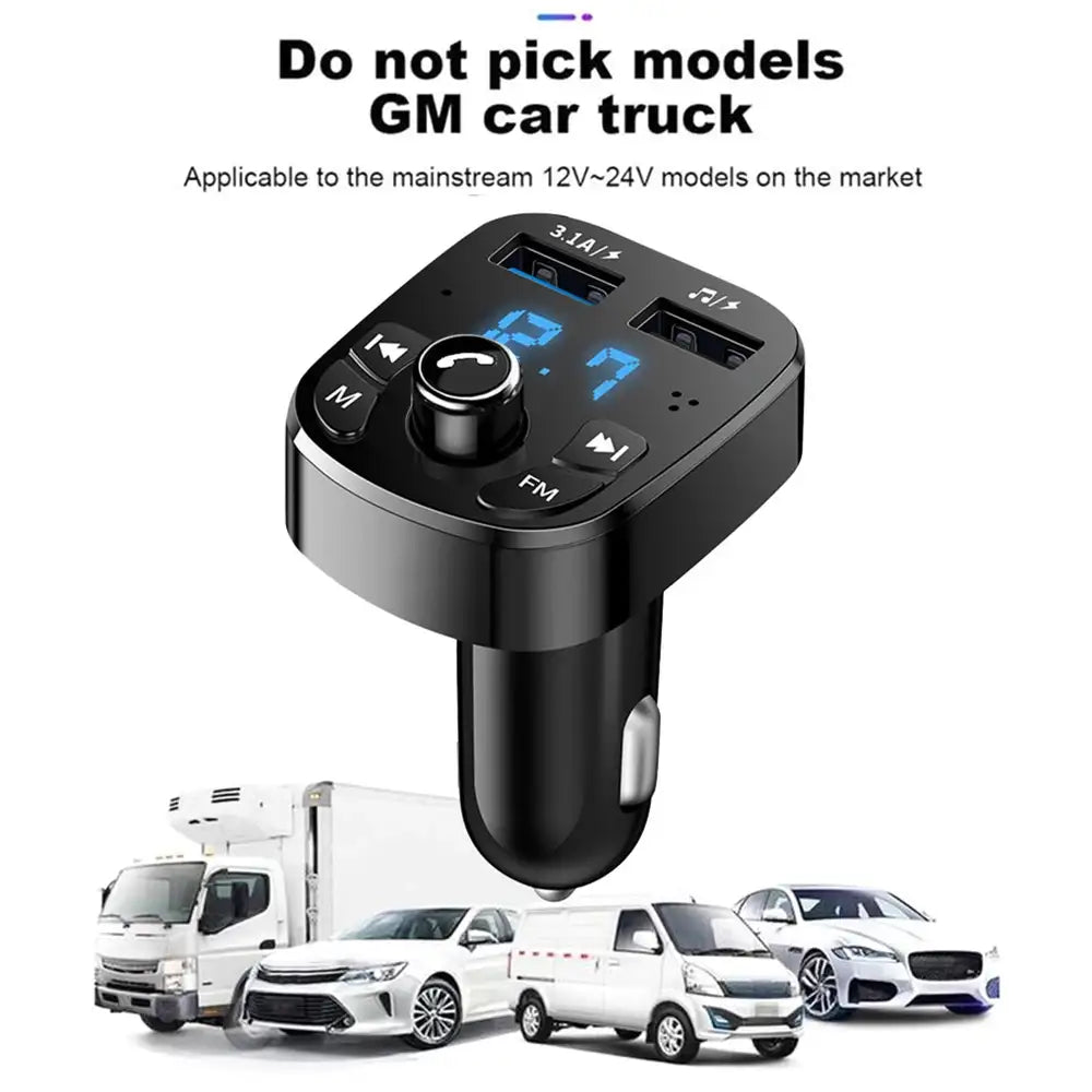 MP3-Player fürs Auto, Dual-USB-Schnellladegerät, FM-Transmitter, Bluetooth-kompatibel 5.0, Freisprecheinrichtung, Kfz-Kit, USB-Stick-Anschluss, Kfz-Kit