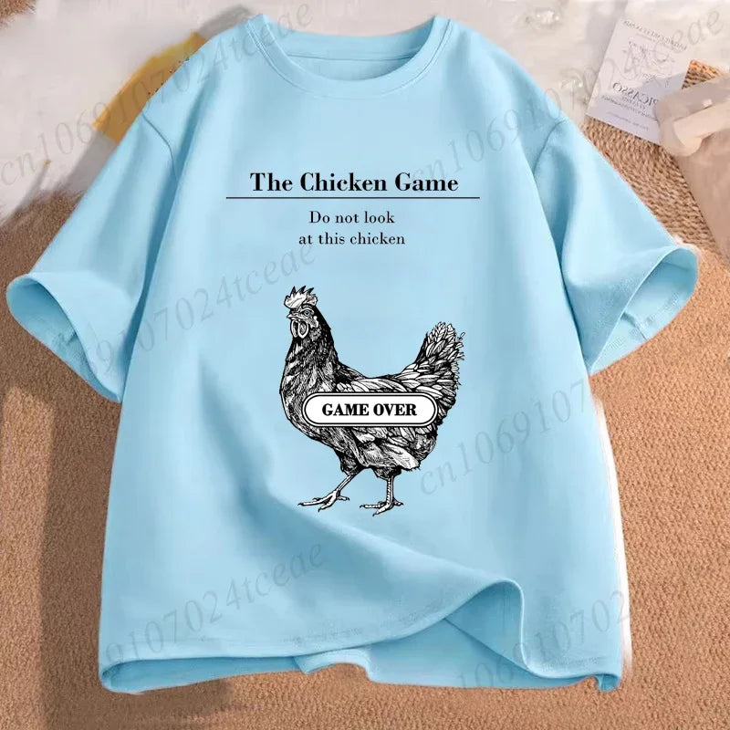 T-shirt homme amusant « Chicken Game Don't Look At The Chicken » – T-shirt imprimé – Hauts de mode pour hommes et femmes – Ropa Hombre