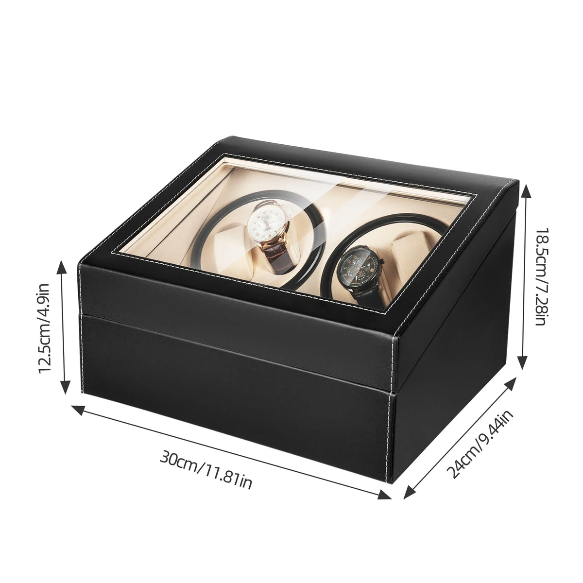 Caja para relojes automáticos de 4+6 espacios – Estuche expositor de joyería en piel sintética