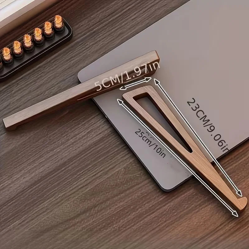 Soporte portátil plegable de madera para portátil: ángulo ergonómico ajustable de 12°, elevador de escritorio de bambú compacto para tabletas y portátiles