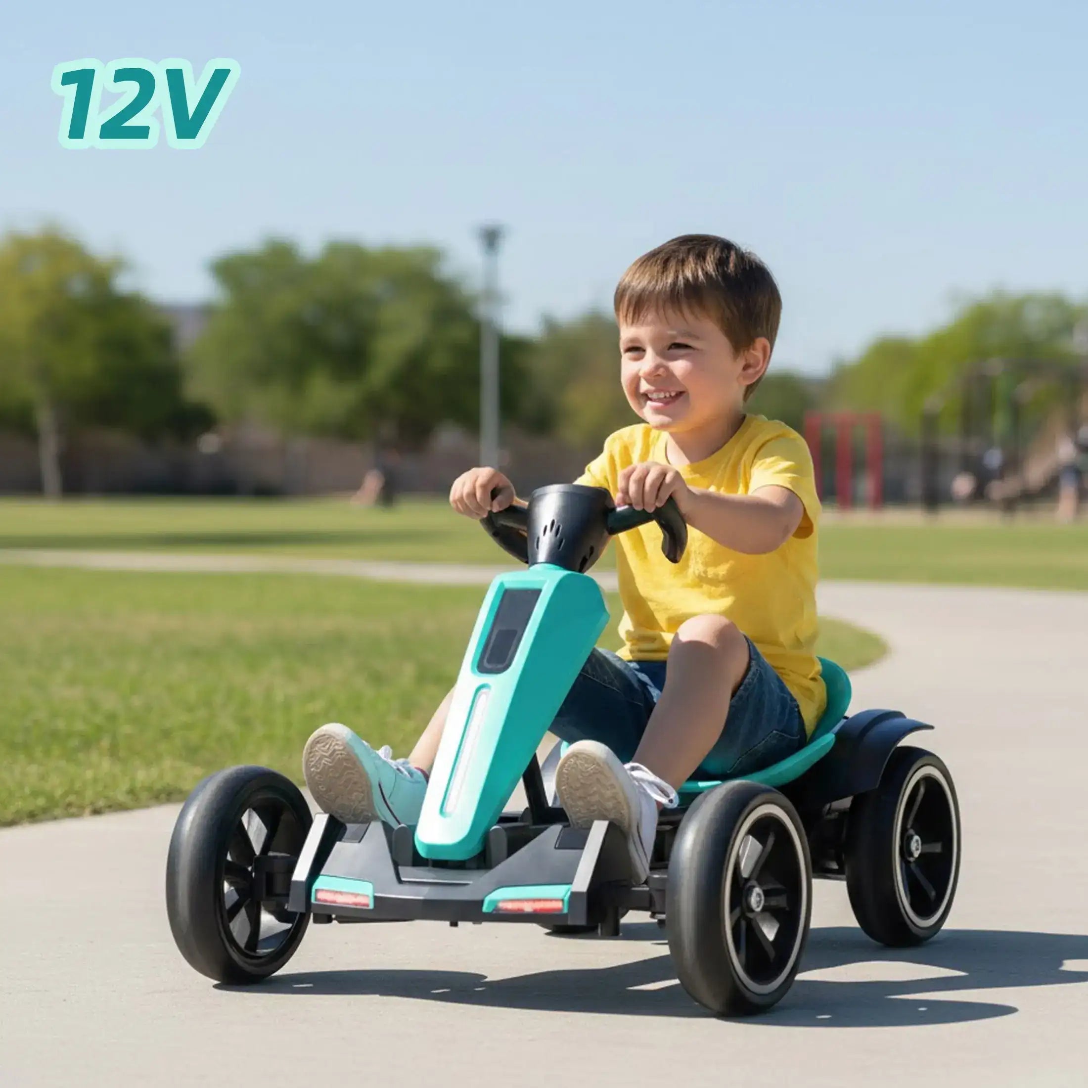 12V electric Kids Pedal Go Kart, Folder Go Kart, Outdoor Ride on Toy with Adjustable Seat, 4 Wheels for Boys and Girls