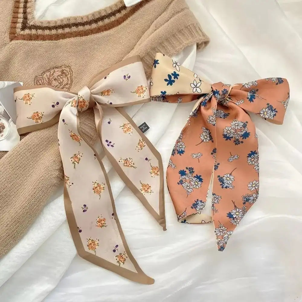 1/4pcs Silk Feel Skinny Silk Scarf Foulard Ribbon Scarves Hair Accessories HairBand Headscarves Bag Wrist Bandana Women Spring