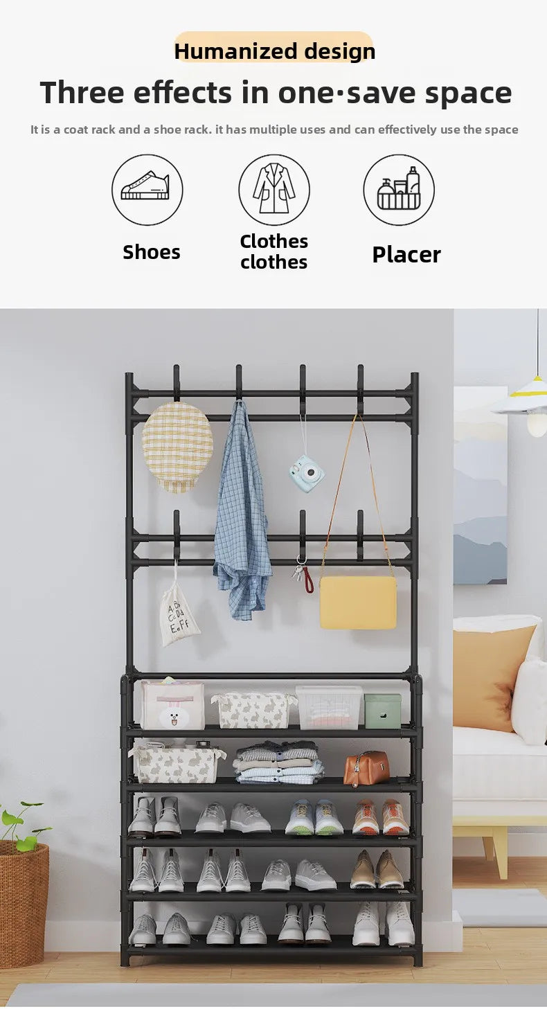 Shoe Rack Simple Door Household Integrated Hanger Multi-layer Storage Shoe Cabinet Floor Rack Shoes