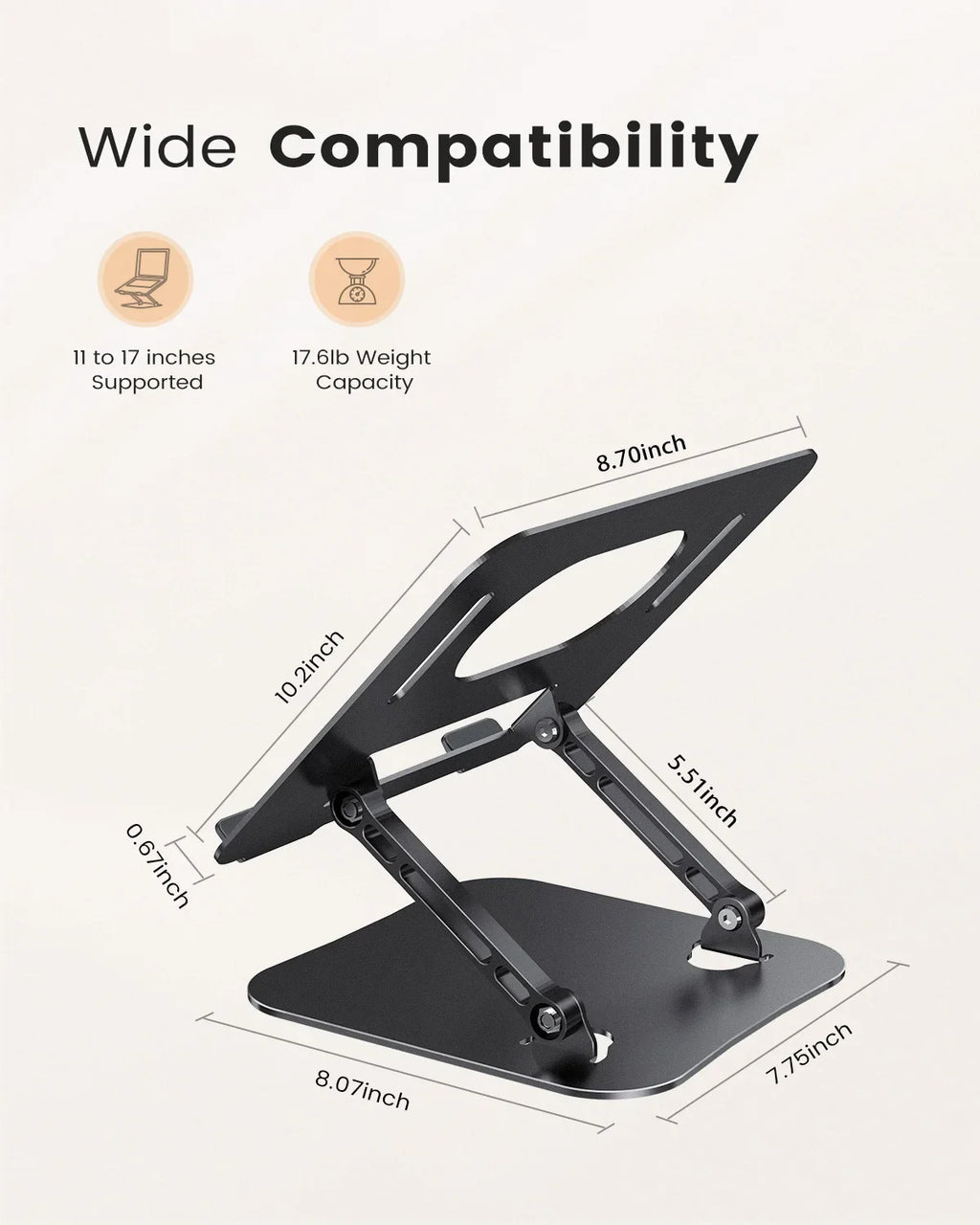 ST01 Soporte portátil ajustable para computadora portátil de 11 a 16 pulgadas, soporte de escritorio de aluminio resistente, soporte plegable para computadora portátil y tableta