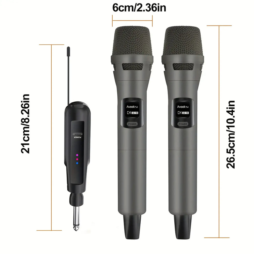 2.4GHz Wireless Microphone System with 100ft Range - 2 Rechargeable Mics for Karaoke, Party, Wedding | Plug & Play, Crystal Clea
