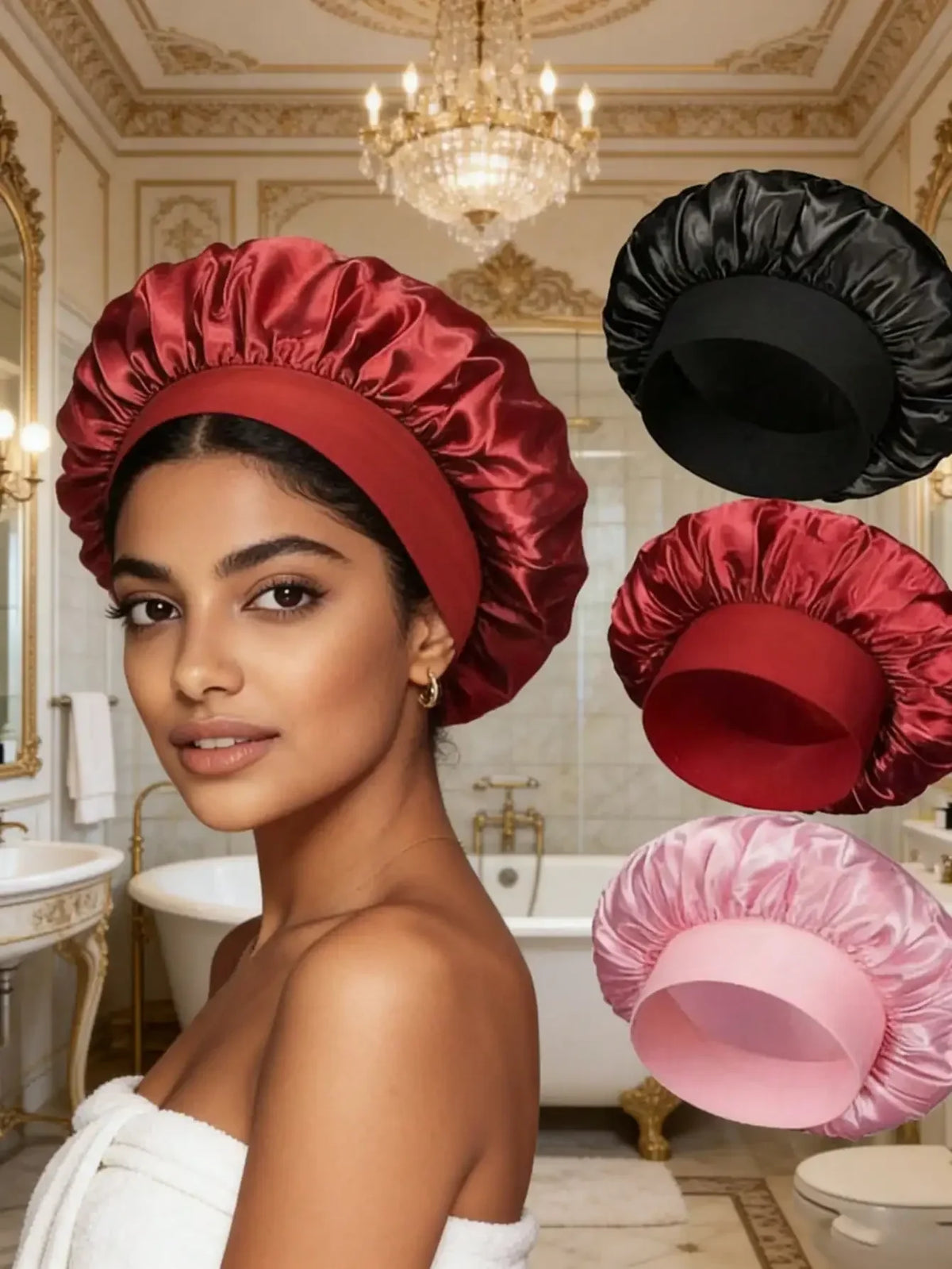 Gorro de dormir de satén y seda – Cuidado capilar con elástico holgado, para mujer y unisex
