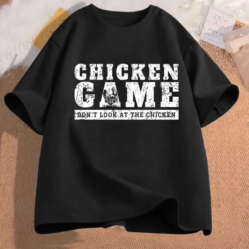 T-shirt homme amusant « Chicken Game Don't Look At The Chicken » – T-shirt imprimé – Hauts de mode pour hommes et femmes – Ropa Hombre