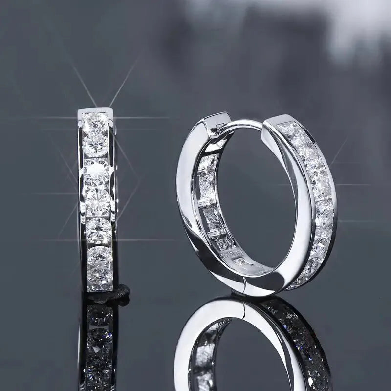 925 Sterling Silver Punk Hoop Earrings For Men Cubic Zirconia Huggie Cartilage Cuff Hypoallergenic Earrings Jewelry